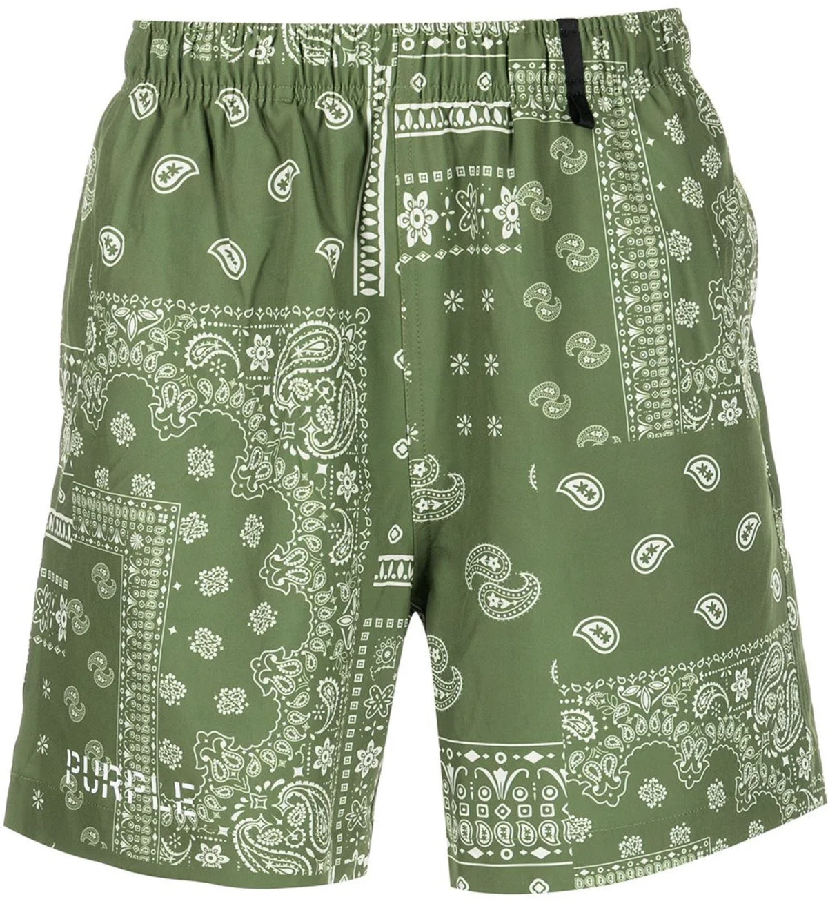 Purple Brand Green Paisley Patchwork Print Swim Shorts