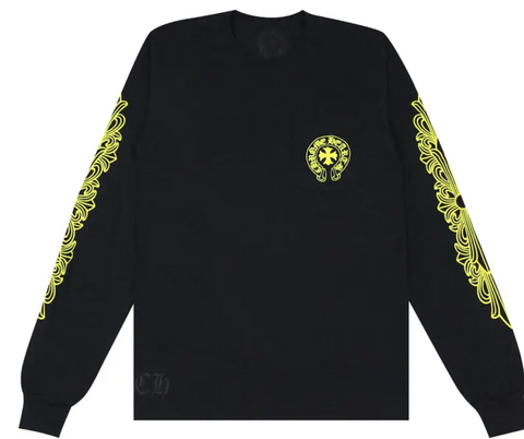 Chrome Hearts Made In Hollywood Pocket Long-Sleeve T-Shirt 'Black/Yellow' Pre-Owned