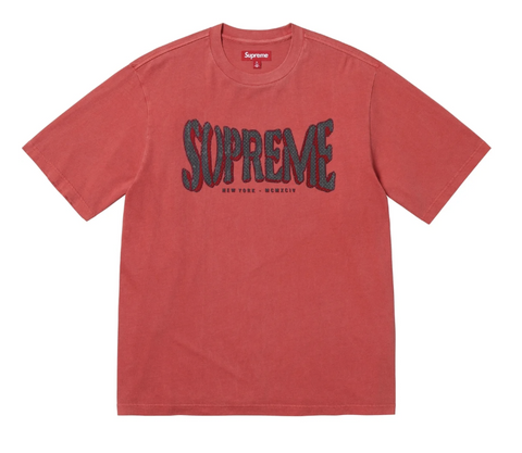 Supreme Flocked Washed S/S Red