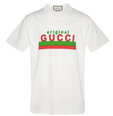 Gucci Original Print Oversize White Tee Pre-Owned