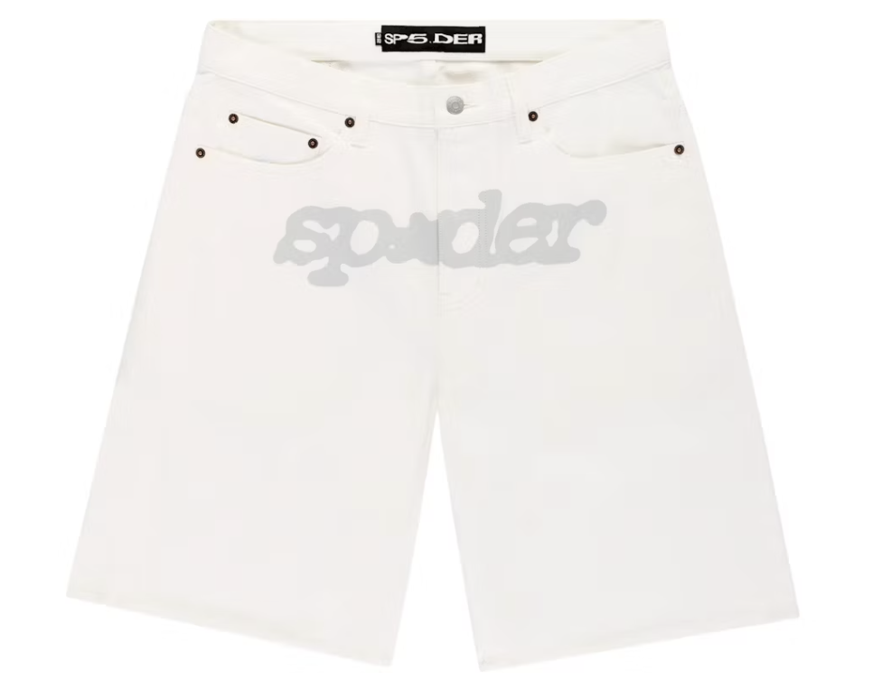 Sp5der V3 Logo Denim Short White