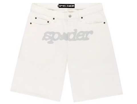 Sp5der V3 Logo Denim Short White