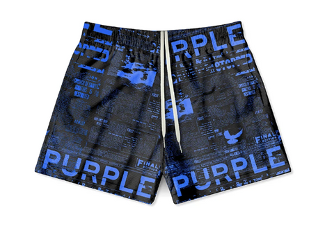 Purple Brand Blue Newsprint All Around Shorts
