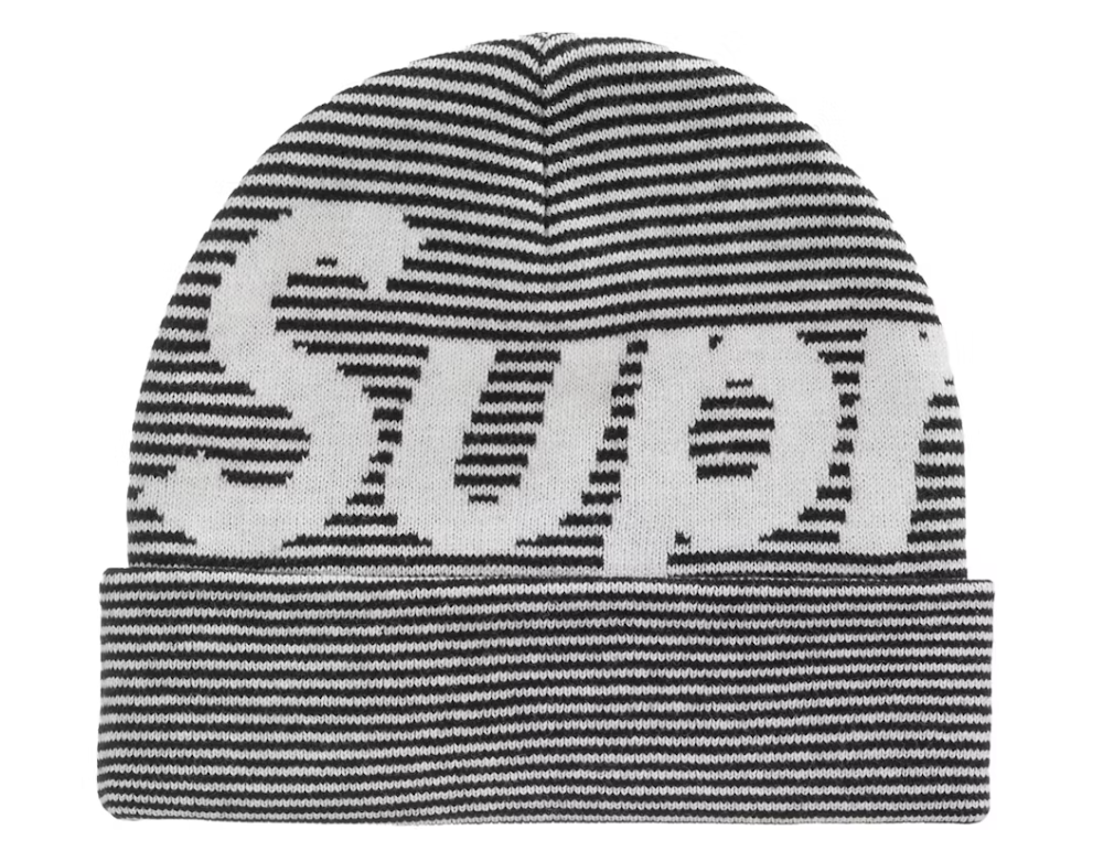 Supreme Big Logo Beanie (FW22) Black Stripe