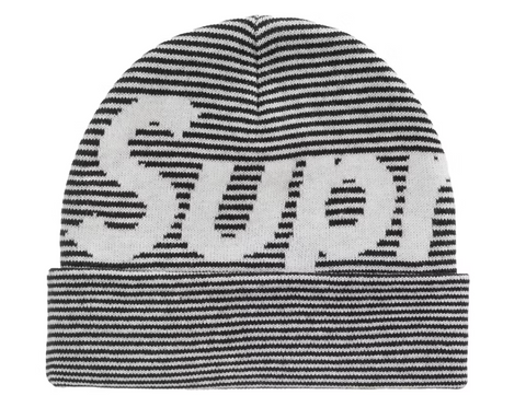 Supreme Big Logo Beanie (FW22) Black Stripe