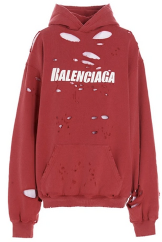 Balenciaga Ripped Hoodie Red
