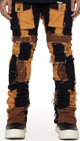 Valabasas “OVATION” BLACK/WHEAT STACKED FLARE JEAN