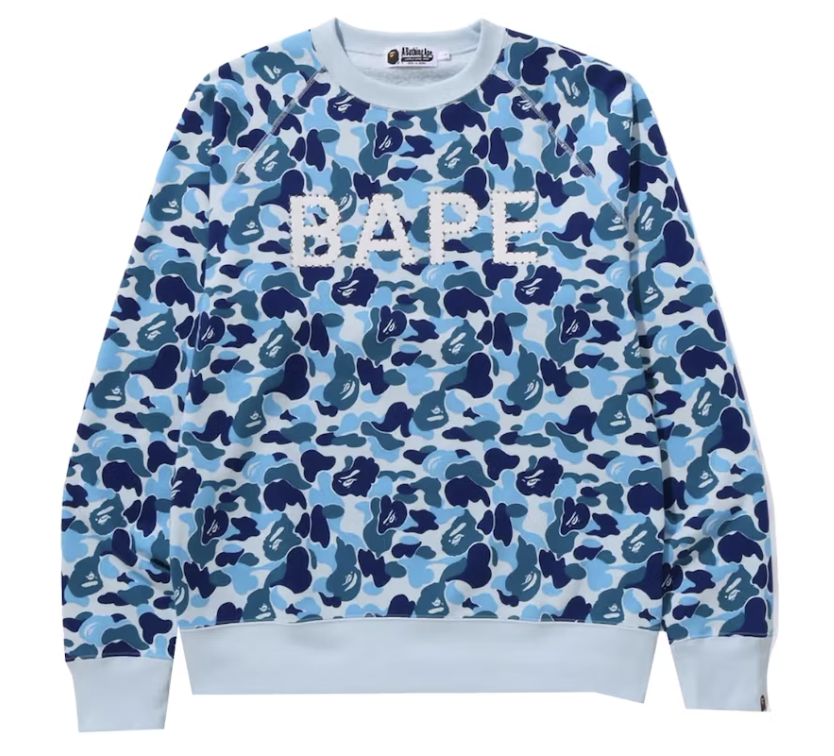BAPE Blue Camo Crystal Stone Crewneck