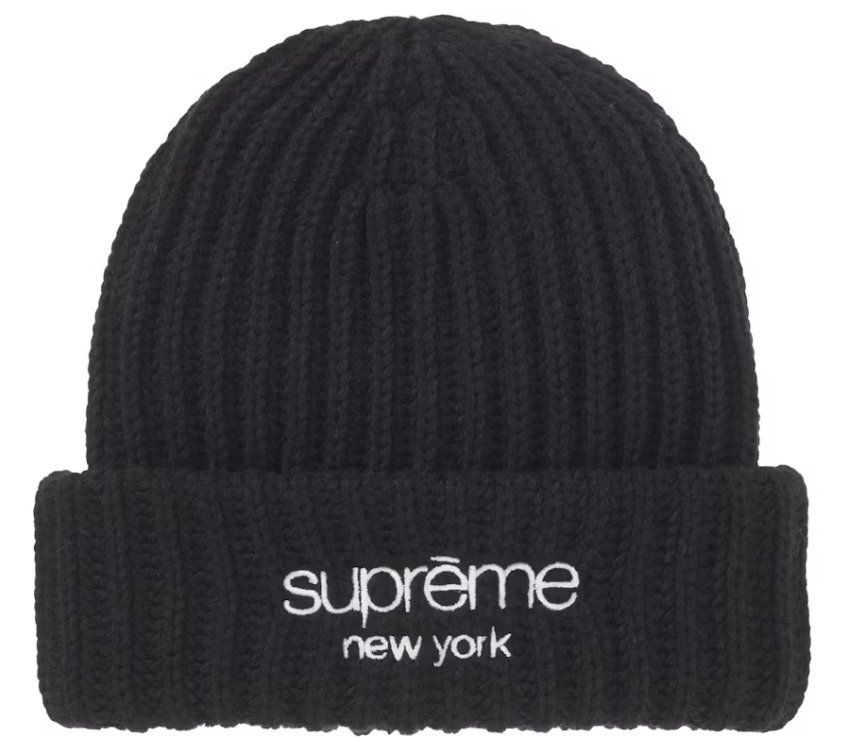 Supreme Chunky Rib Classic Logo Beanie Black