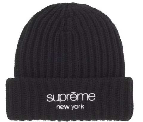 Supreme Chunky Rib Classic Logo Beanie Black