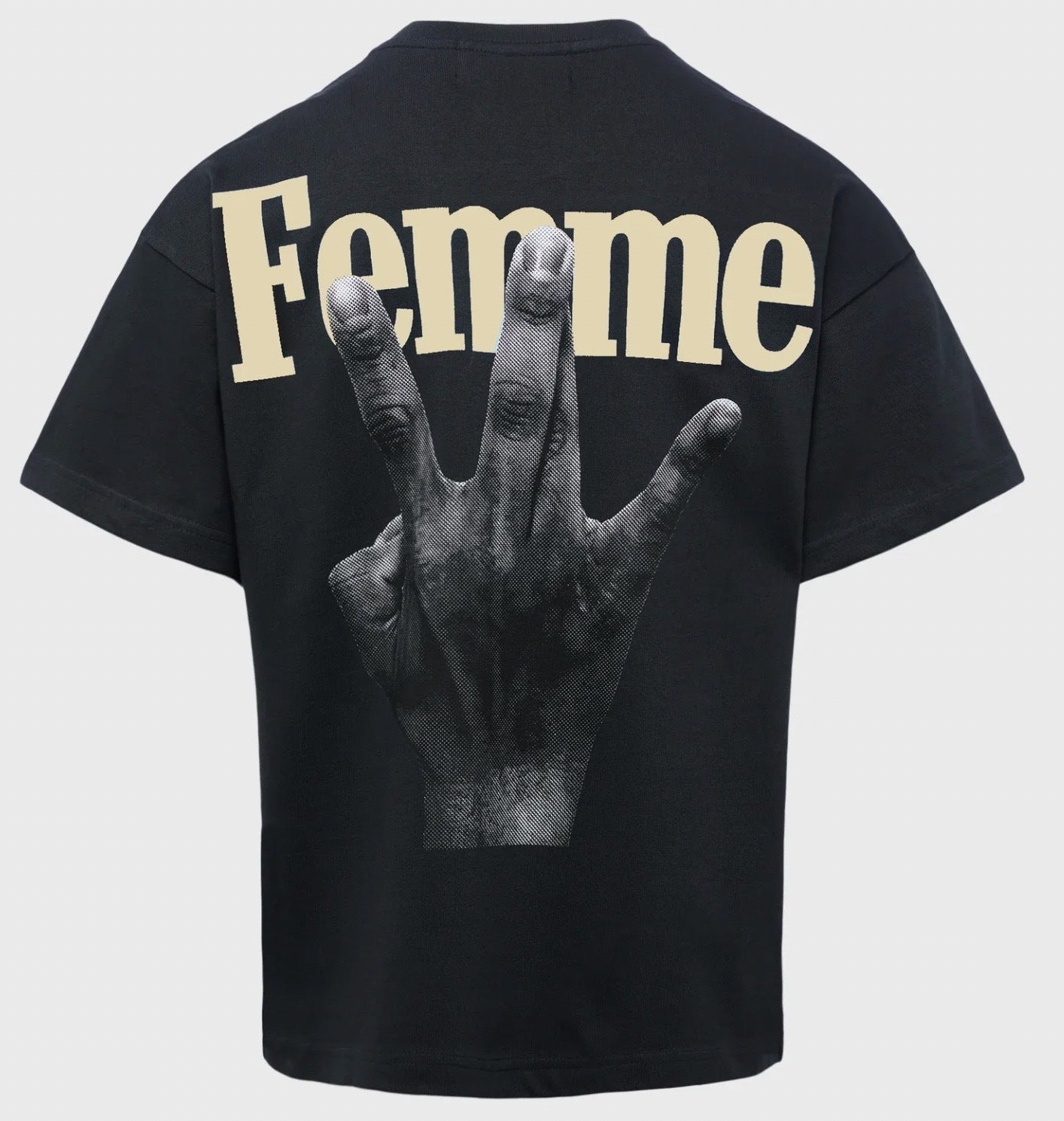 Homme Femme Twisted Fingers Tee Black with Cream