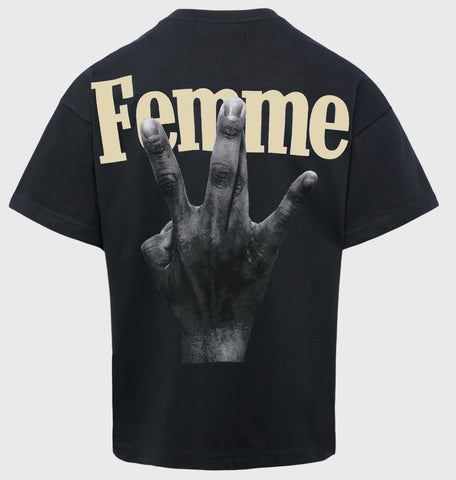 Homme Femme Twisted Fingers Tee Black with Cream