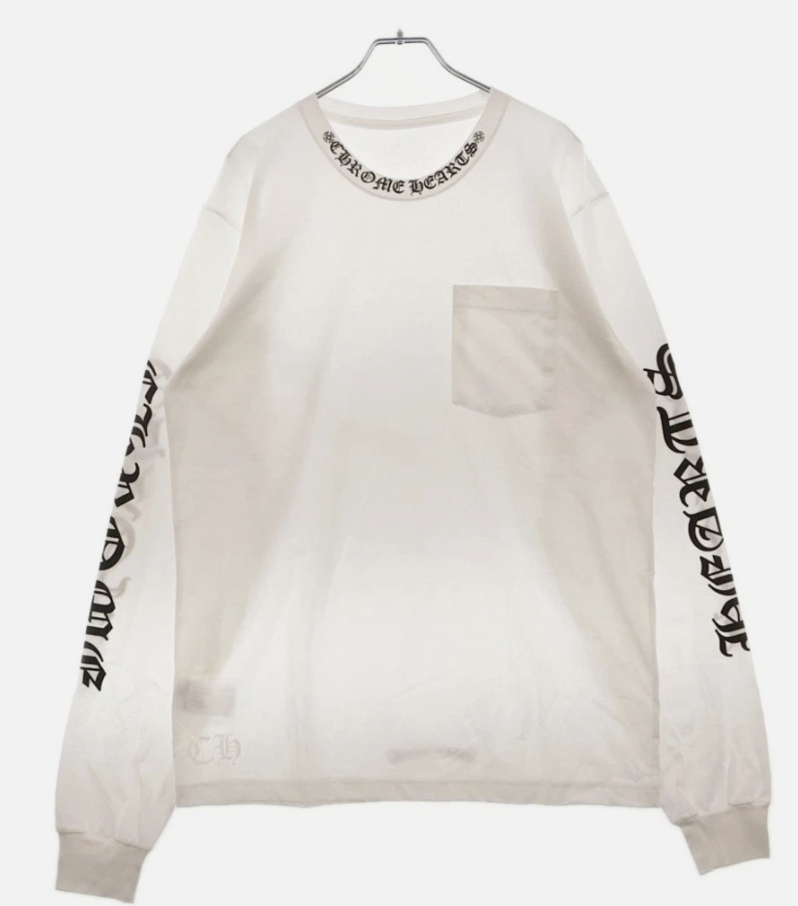 Chrome Hearts Neck Letters Logo White Long Sleeve
