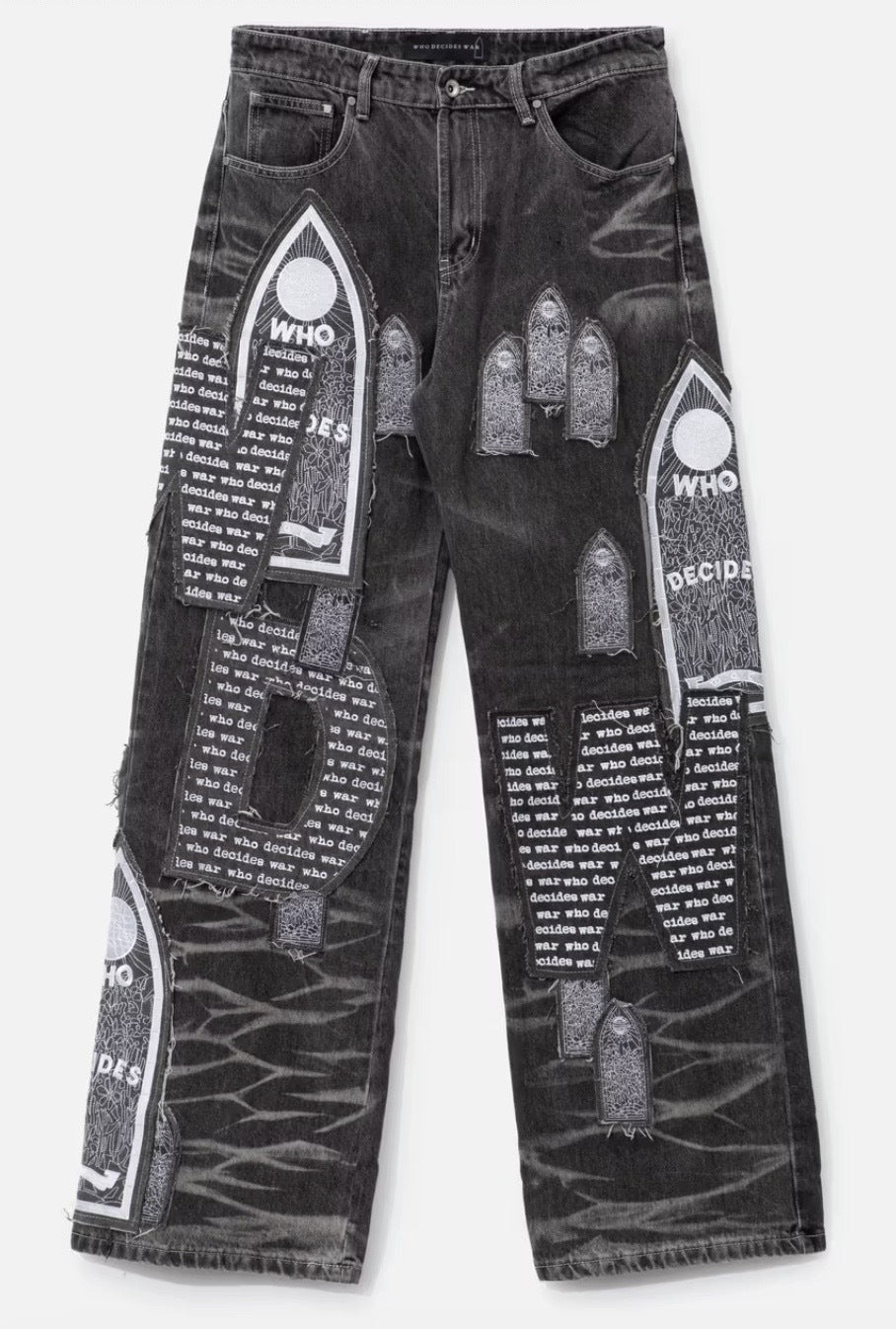Who Decides War Motif Patched Denim Pre-Owned