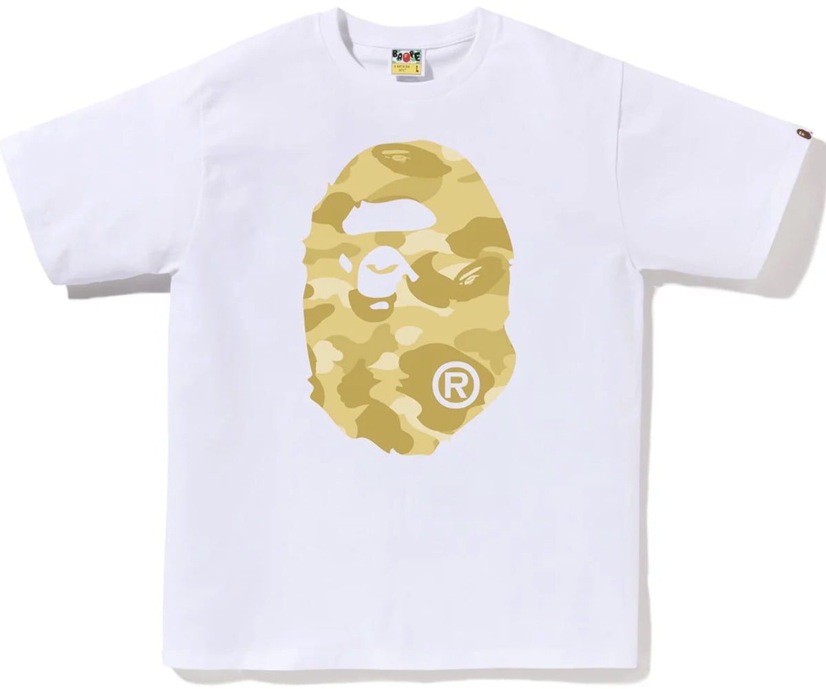 BAPE Color Camo Gold Big Ape Head White Tee