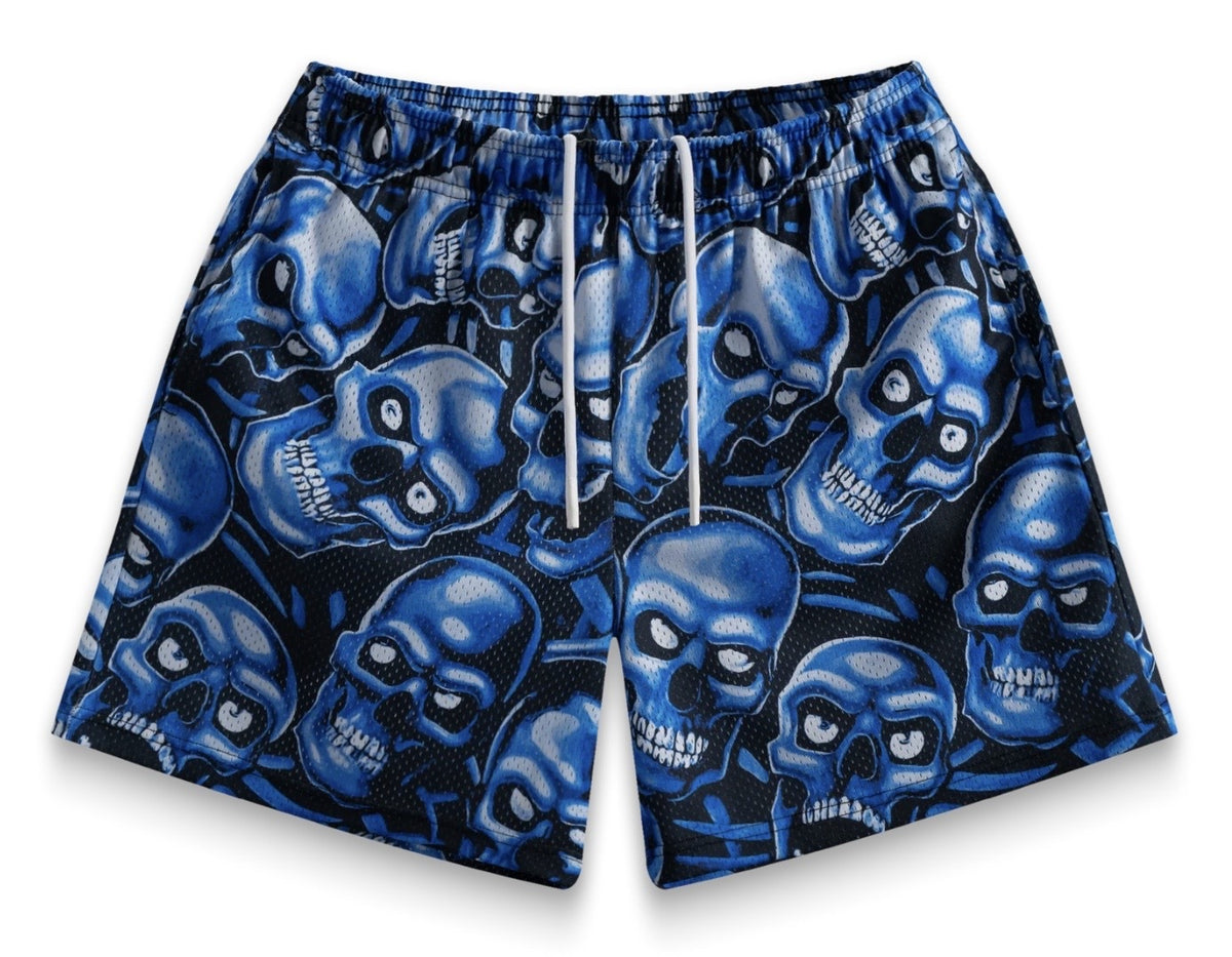 Bravest Studios Blue Skully Mesh Shorts