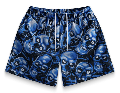 Bravest Studios Blue Skully Mesh Shorts