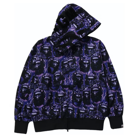 BAPE Ape Head Graffiti Shark Full Zip Purple Hoodie