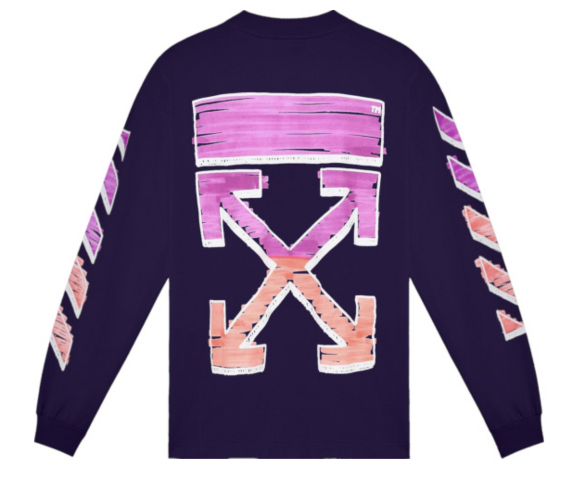 Off-White Purple 'Marker Arrows' Long Sleeve Tee Pre-Owned