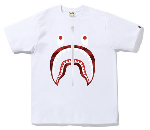 BAPE Red Camo Shark White Tee