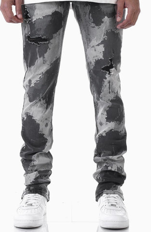 KDNK Black Bleached Stacked Jeans