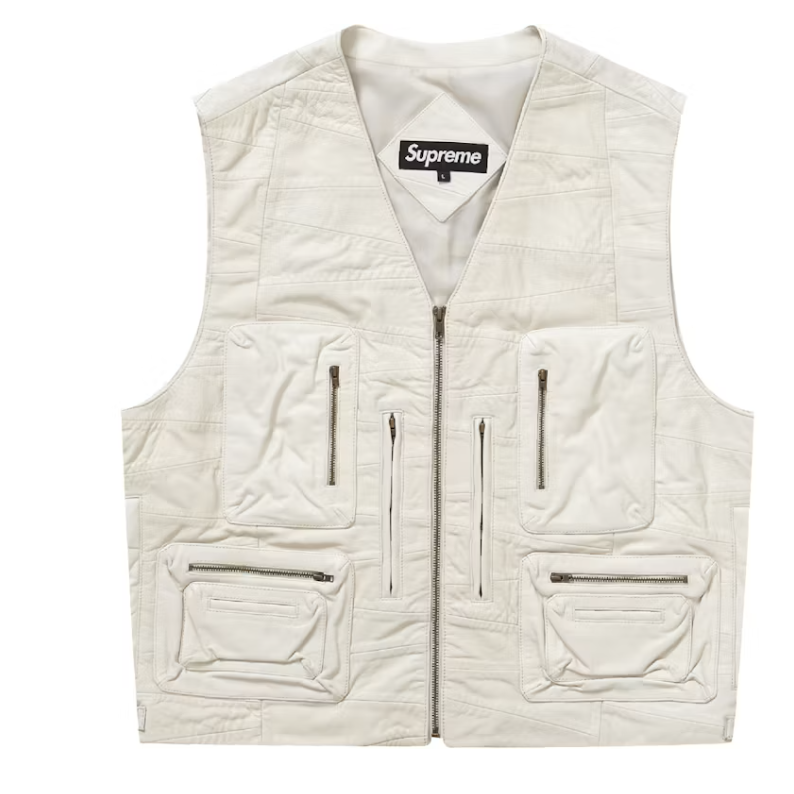 Supreme Patchwork Leather Cargo Vest White VNDS