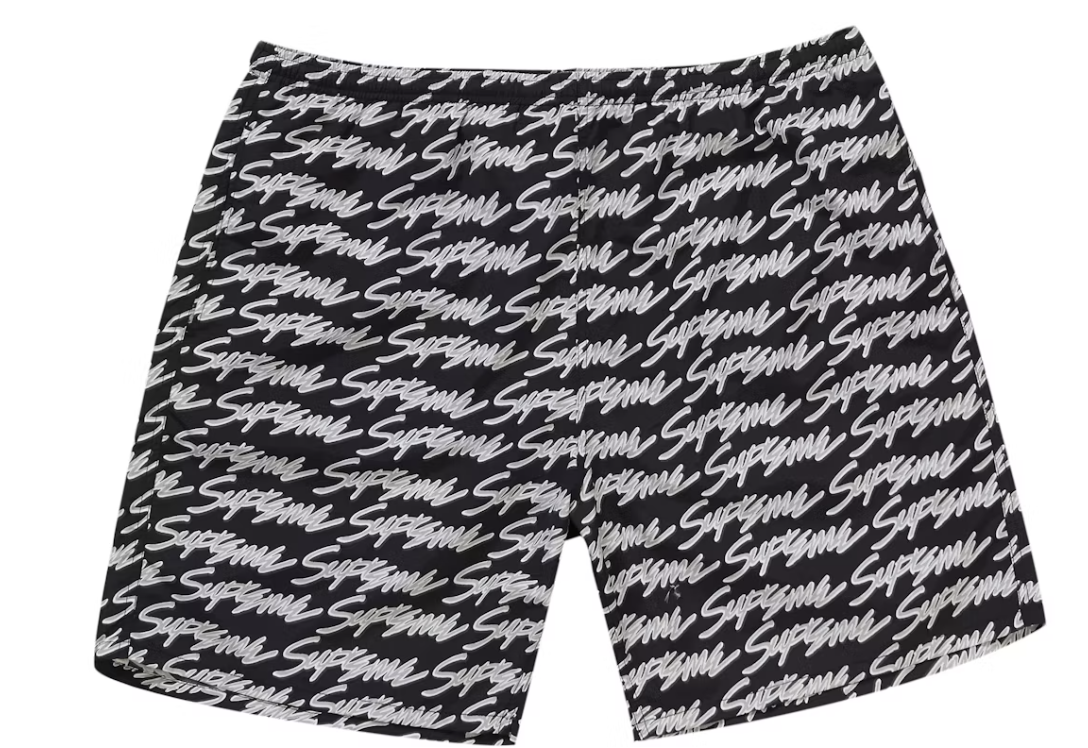 Supreme Signature Script Logo Water Short Black Pre-Owned