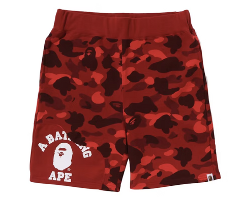 BAPE Red Camo Cutting Sweat Shorts