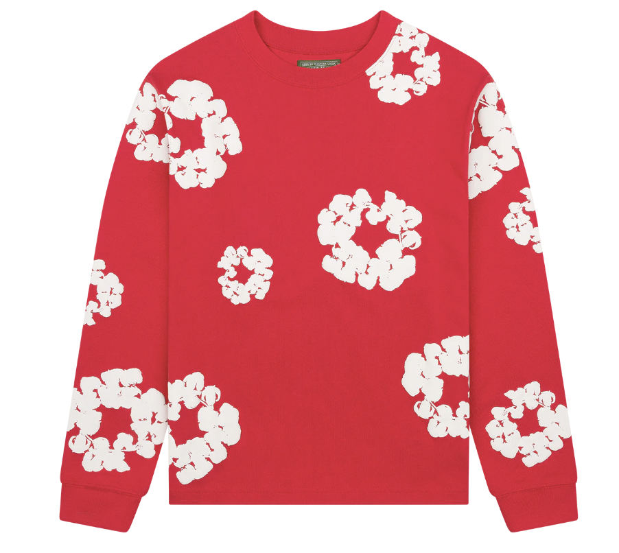 Denim Tears Long Sleeve Cotton Wreath Tee Red