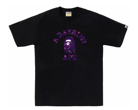 BAPE Purple Camo College Black Tee