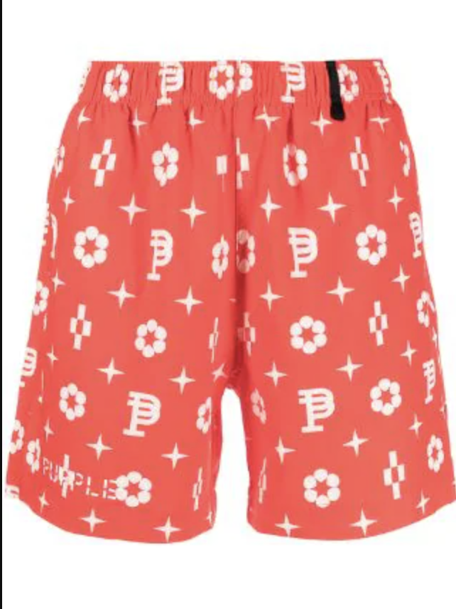 Purple Brand All Around Monogram Red Swim Shorts