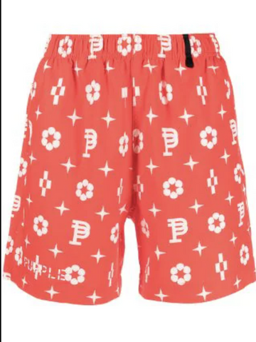 Purple Brand All Around Monogram Red Swim Shorts