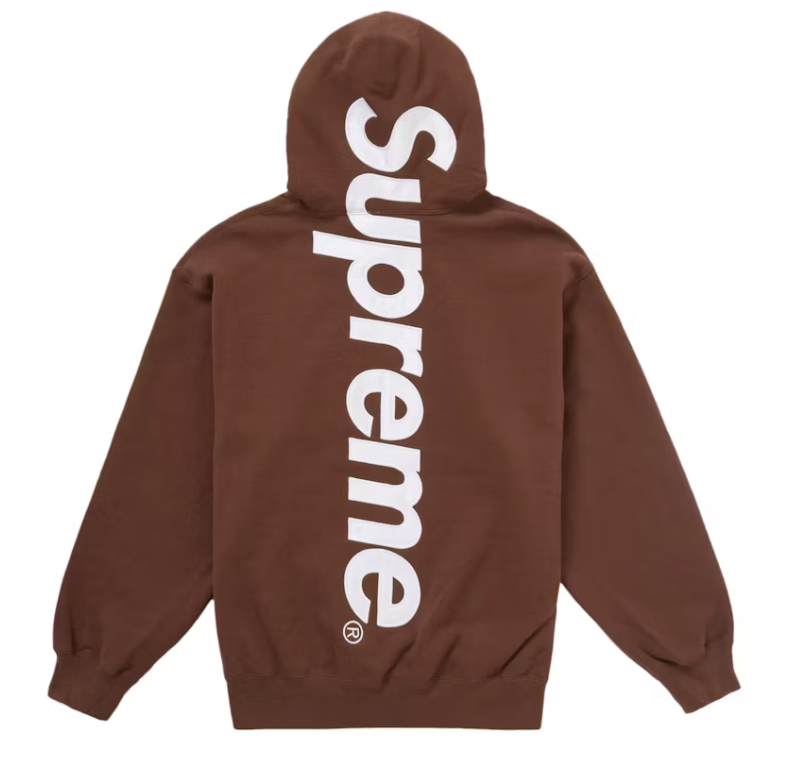 Supreme Satin Applique Hooded Sweatshirt Brown