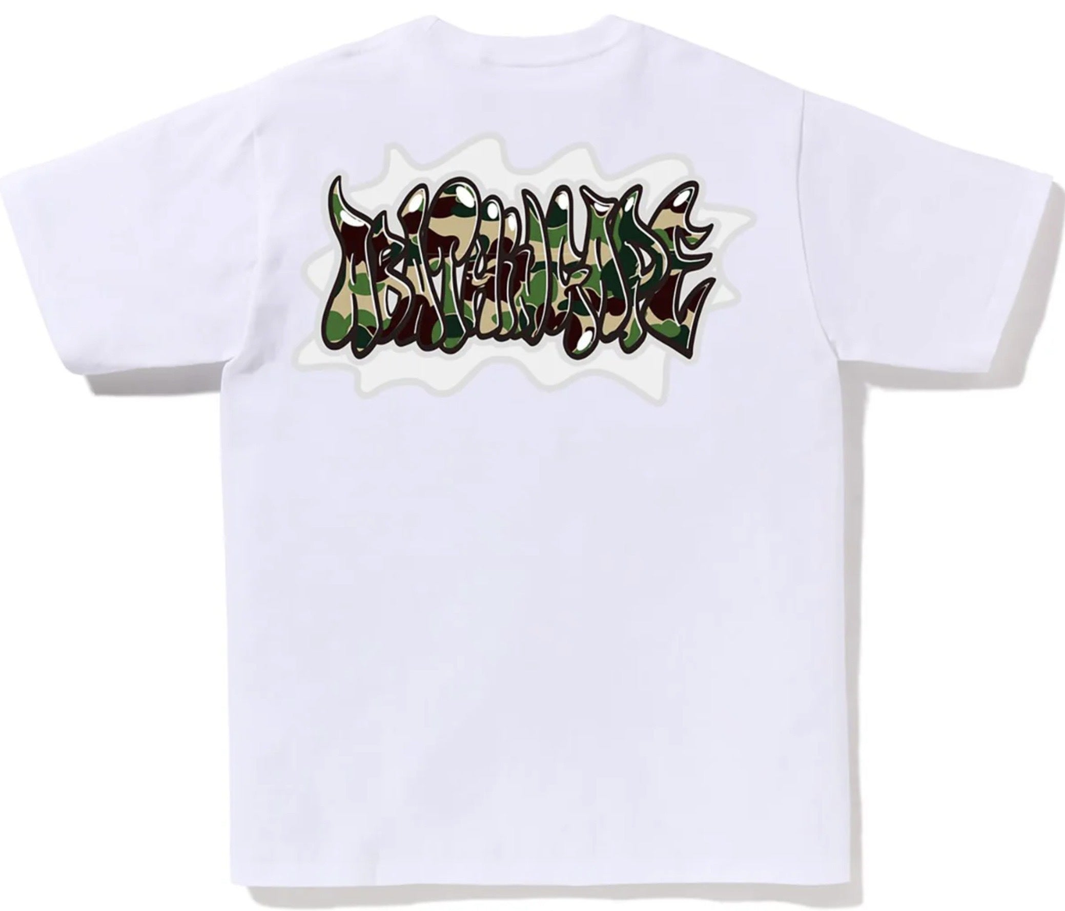 BAPE ABC Green Camo Spray White Tee