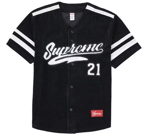 Supreme Velour Baseball Jersey Black Pre-Owned