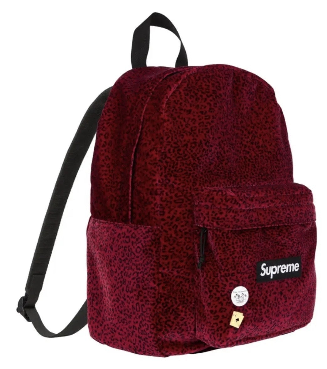 Supreme Velvet Backpack Red Leopard