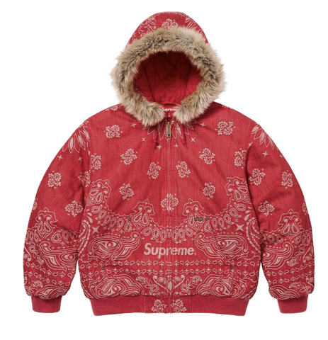 Supreme Bandana Jacquard Denim Hooded Work Jacket