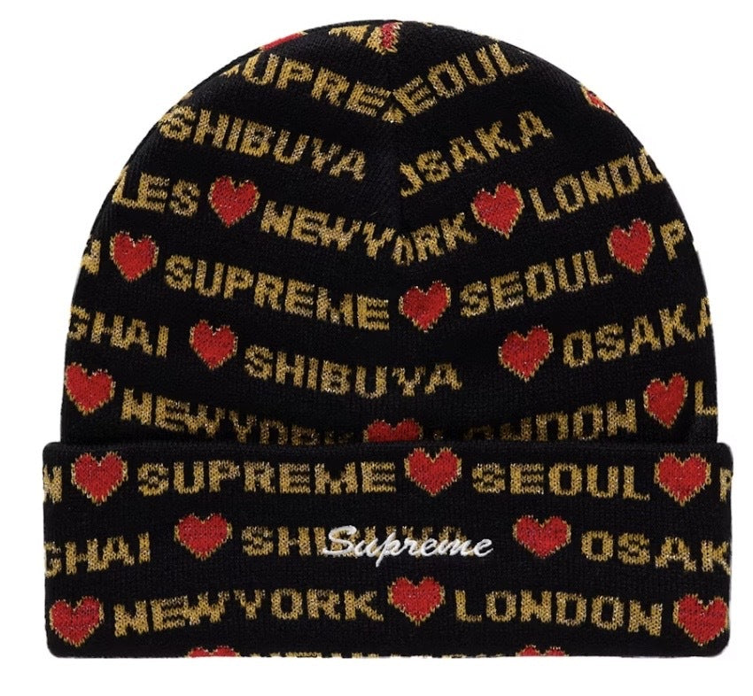 Supreme Hearts Beanie Black