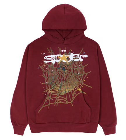 Sp5der Logo Hoodie Maroon