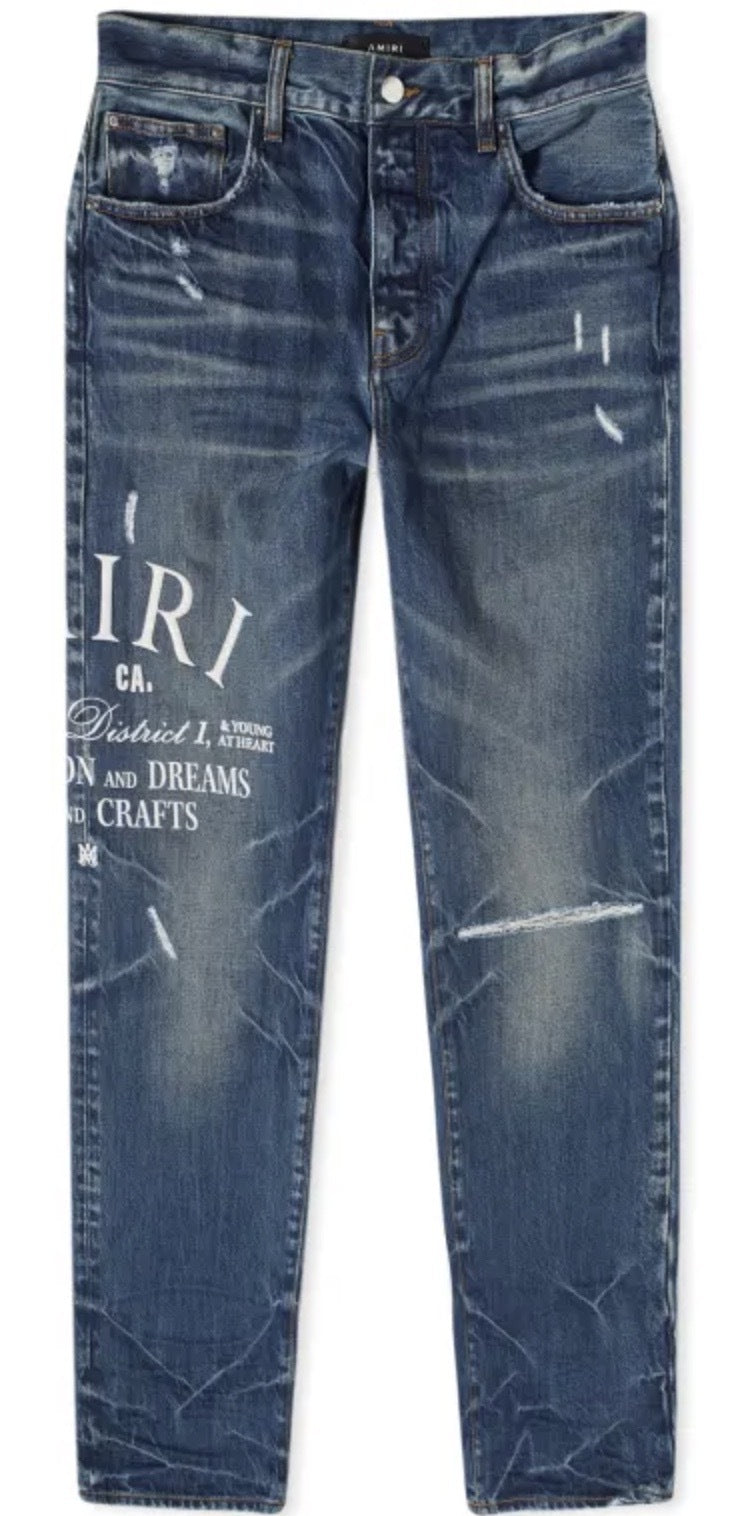 AMIRI Indigo Embroidered Jeans