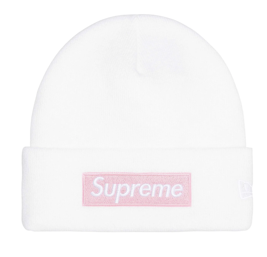 Supreme New Era® Box Logo Beanie White/Pink