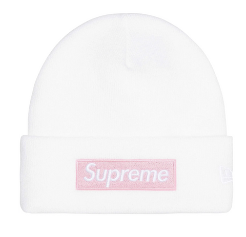 Supreme New Era® Box Logo Beanie White/Pink